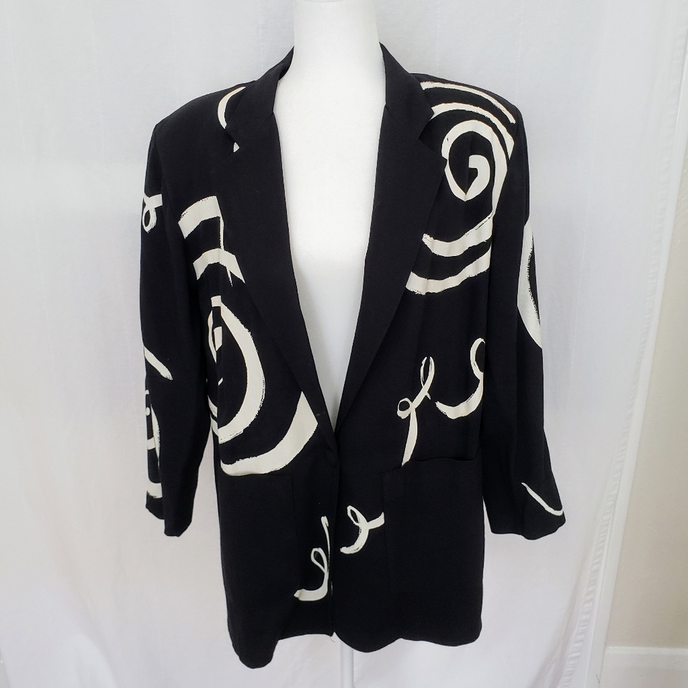 Vintage 80s Oversize Graffiti Print Blazer